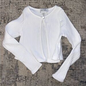 Haute Hippie White Ribbed Cardigan